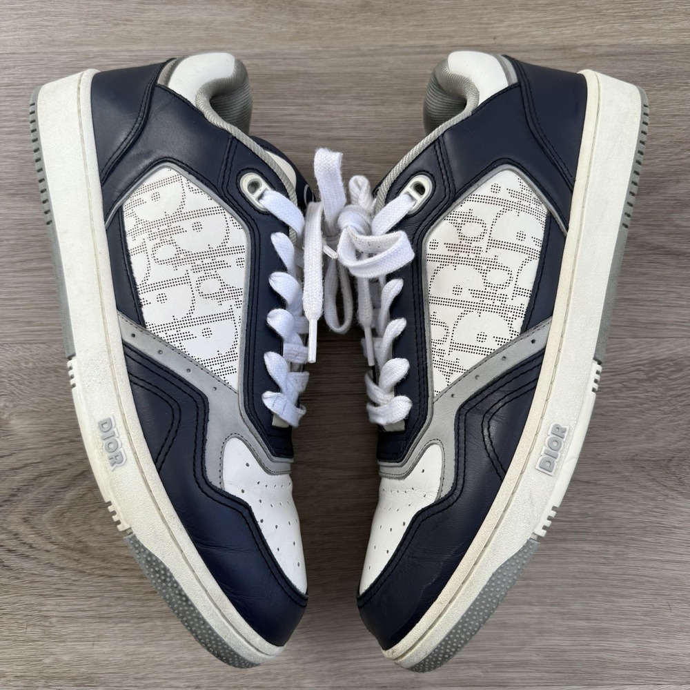 Dior B27 Low Navy Blue Grey Oblique Galaxy Leather Sneakers EU 44 US 11 Mens